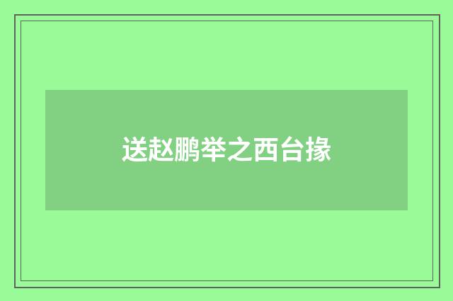 送赵鹏举之西台掾