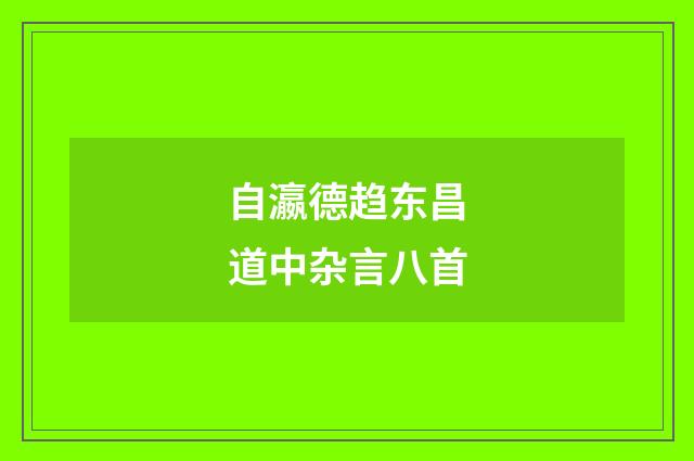 自瀛德趋东昌道中杂言八首