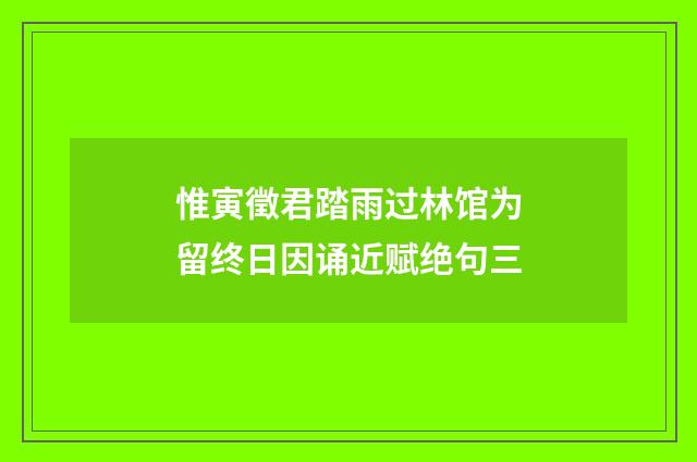 惟寅徵君踏雨过林馆为留终日因诵近赋绝句三