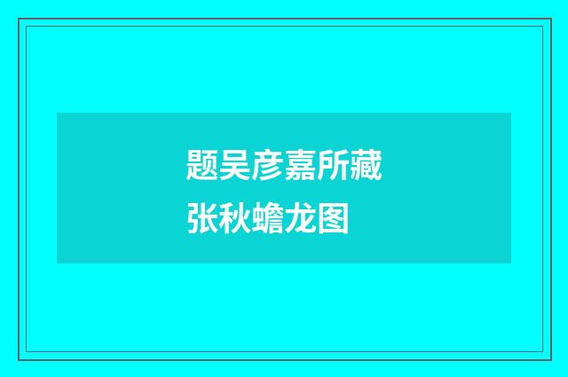 题吴彦嘉所藏张秋蟾龙图