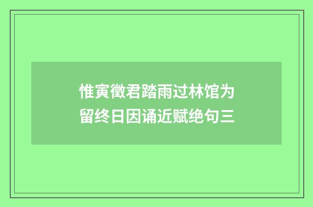 惟寅徵君踏雨过林馆为留终日因诵近赋绝句三