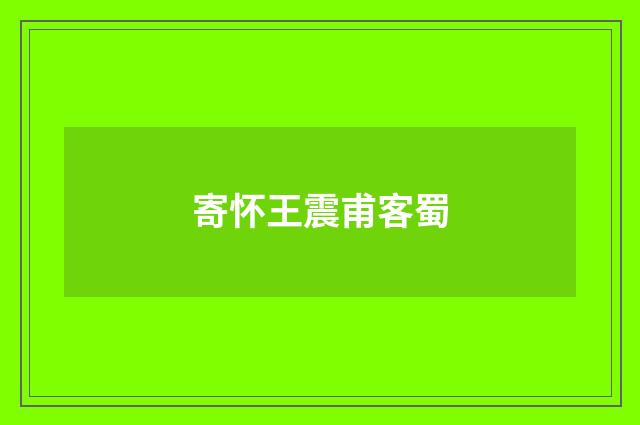 寄怀王震甫客蜀
