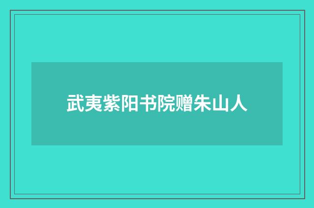 武夷紫阳书院赠朱山人