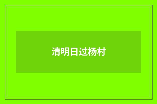 清明日过杨村