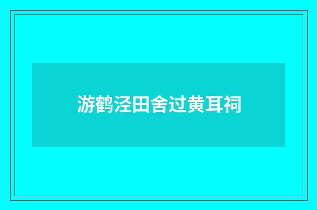 游鹤泾田舍过黄耳祠