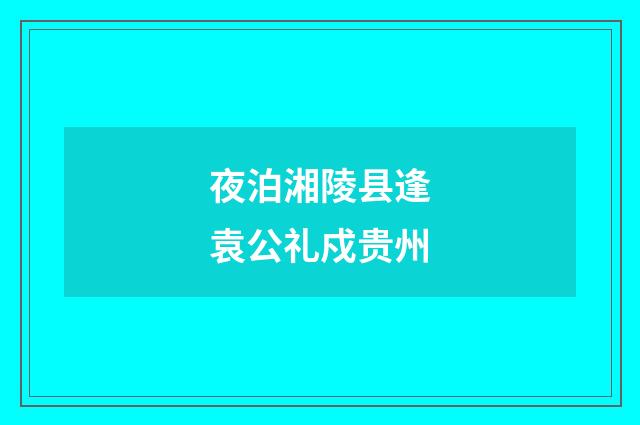 夜泊湘陵县逢袁公礼戍贵州