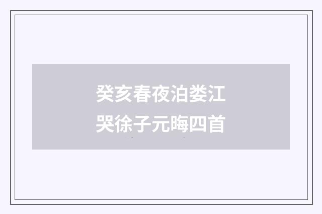 癸亥春夜泊娄江哭徐子元晦四首