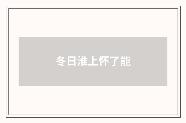 冬日淮上怀了能