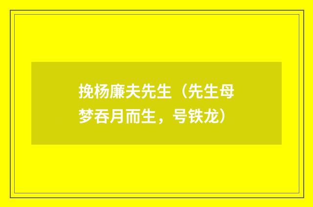 挽杨廉夫先生（先生母梦吞月而生，号铁龙）