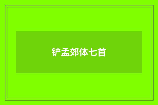 铲孟郊体七首