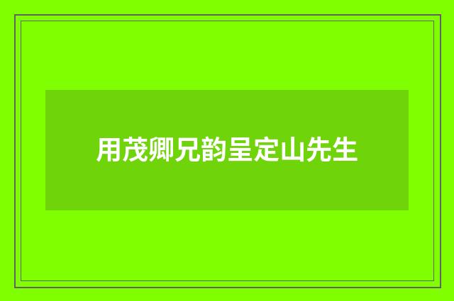 用茂卿兄韵呈定山先生