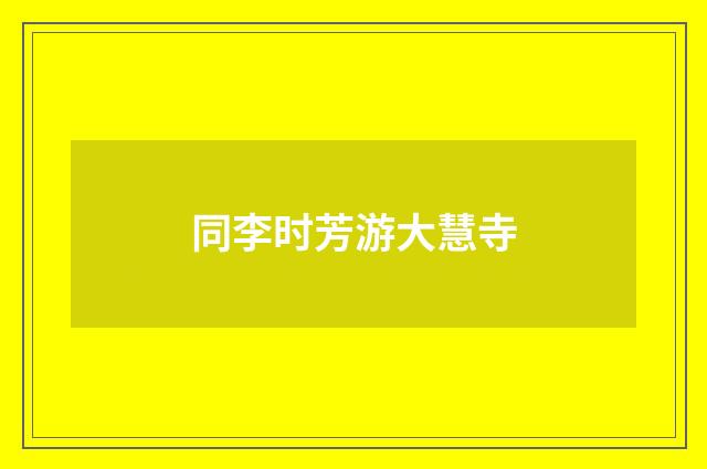 同李时芳游大慧寺