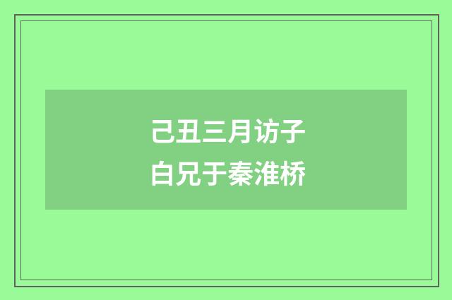 己丑三月访子白兄于秦淮桥