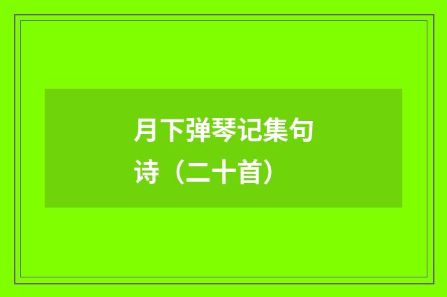 月下弹琴记集句诗（二十首）