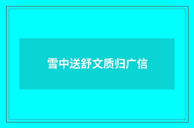 雪中送舒文质归广信
