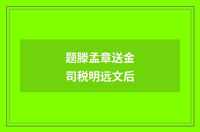 题滕孟章送金司税明远文后