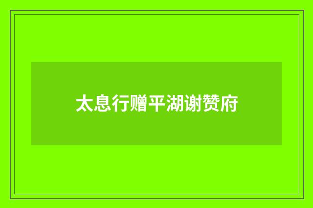 太息行赠平湖谢赞府