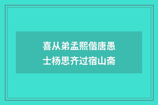 喜从弟孟熙偕唐愚士杨思齐过宿山斋