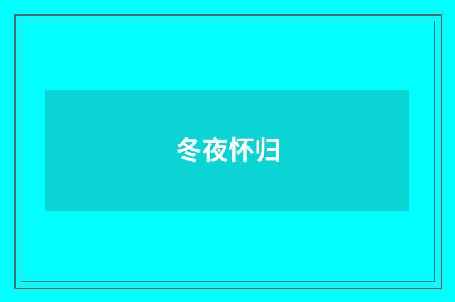 冬夜怀归