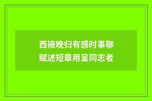 西掖晚归有感时事聊赋述短章用呈同志者