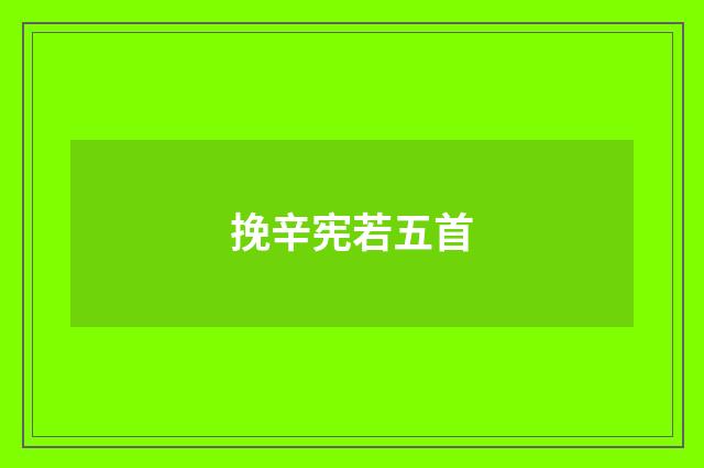 挽辛宪若五首