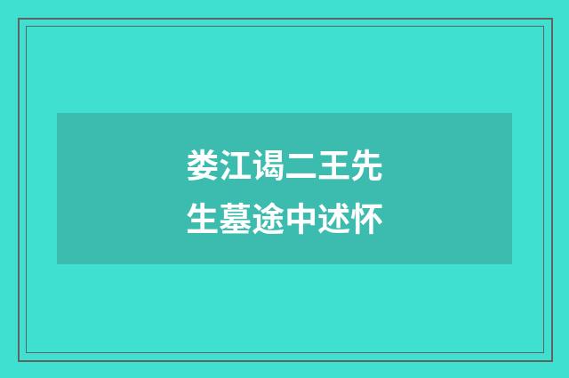 娄江谒二王先生墓途中述怀
