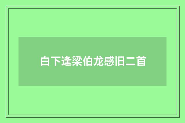 白下逢梁伯龙感旧二首