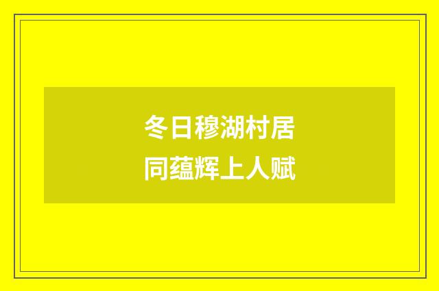 冬日穆湖村居同蕴辉上人赋