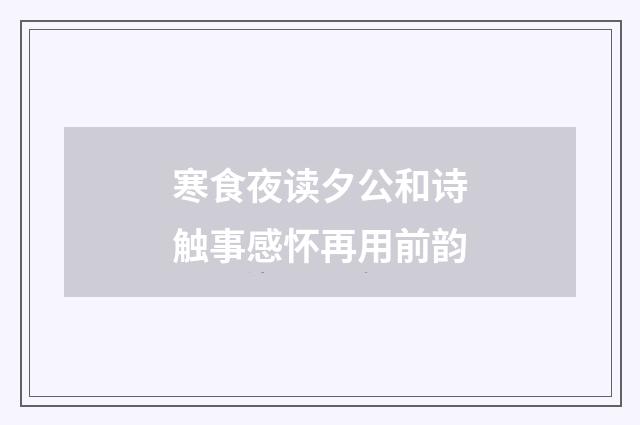 寒食夜读夕公和诗触事感怀再用前韵