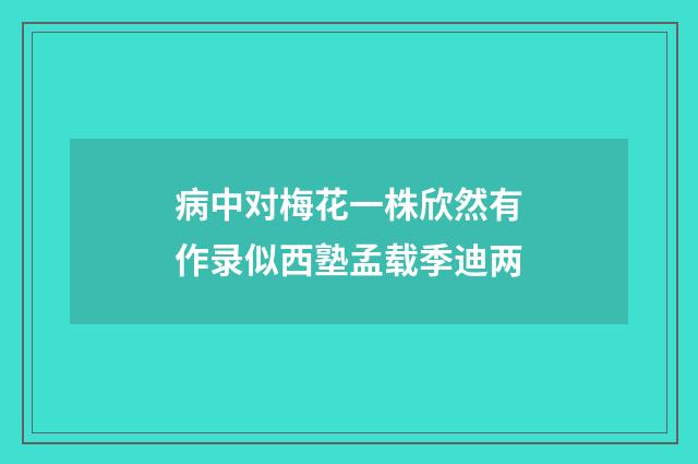 病中对梅花一株欣然有作录似西塾孟载季迪两