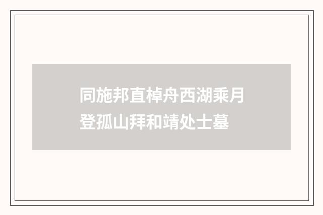 同施邦直棹舟西湖乘月登孤山拜和靖处士墓