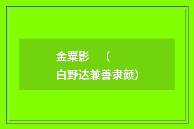 金粟影 （白野达兼善隶颜）