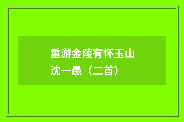 重游金陵有怀玉山沈一愚（二首）