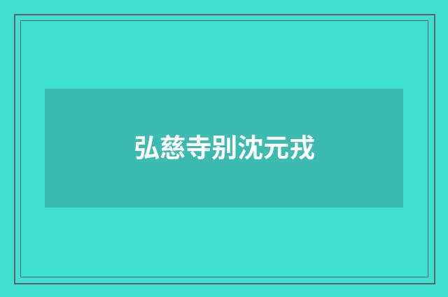弘慈寺别沈元戎
