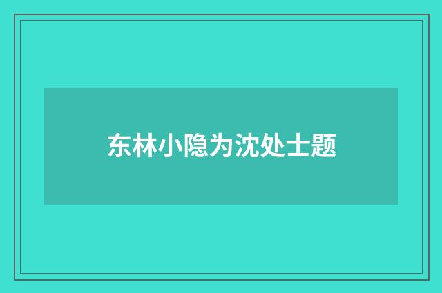 东林小隐为沈处士题