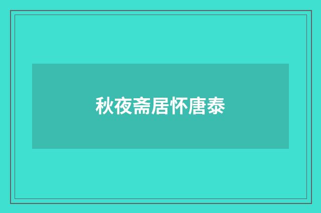 秋夜斋居怀唐泰