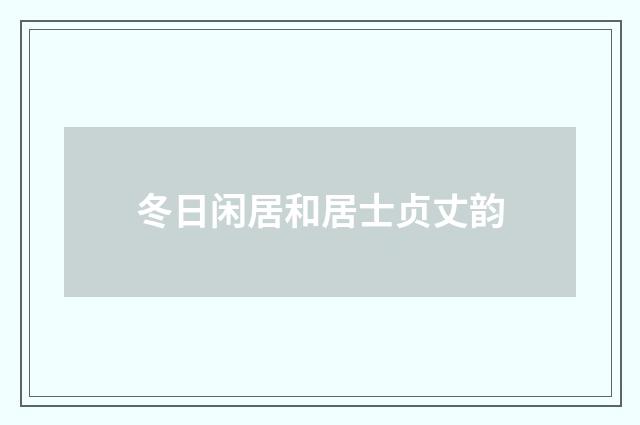 冬日闲居和居士贞丈韵