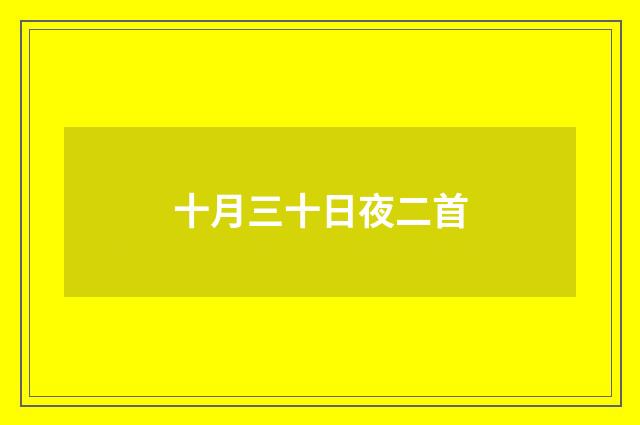 十月三十日夜二首