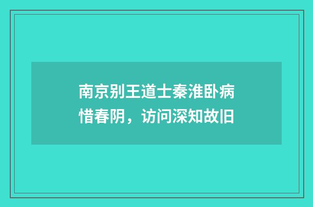 南京别王道士秦淮卧病惜春阴，访问深知故旧