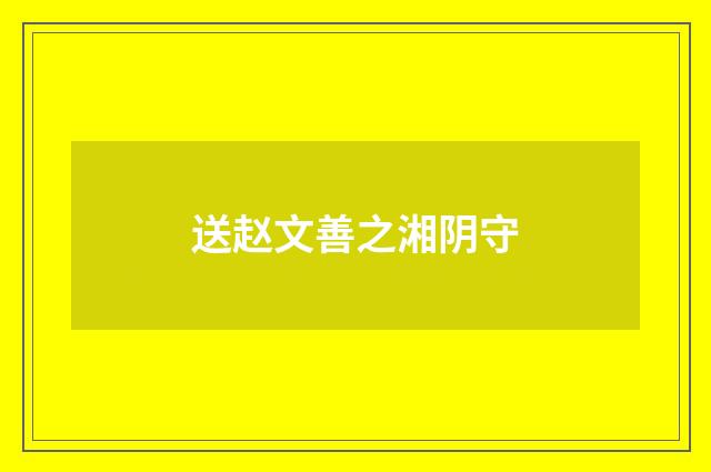 送赵文善之湘阴守
