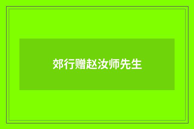 郊行赠赵汝师先生