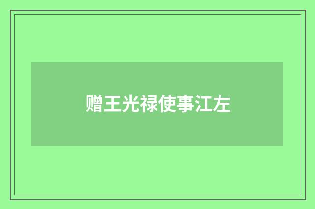赠王光禄使事江左