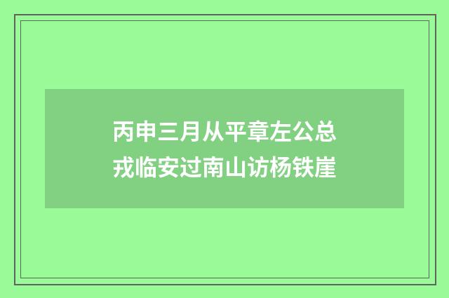 丙申三月从平章左公总戎临安过南山访杨铁崖