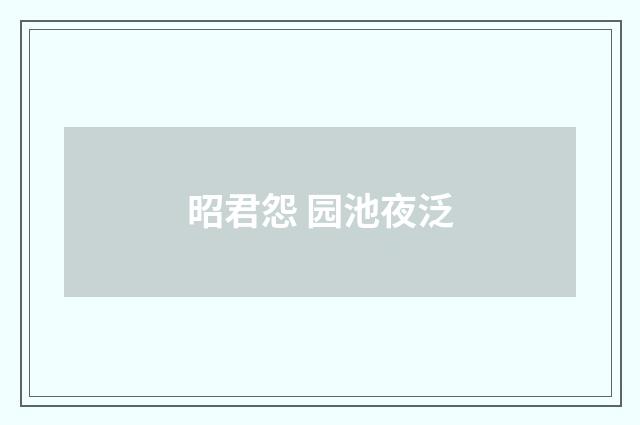 昭君怨 园池夜泛