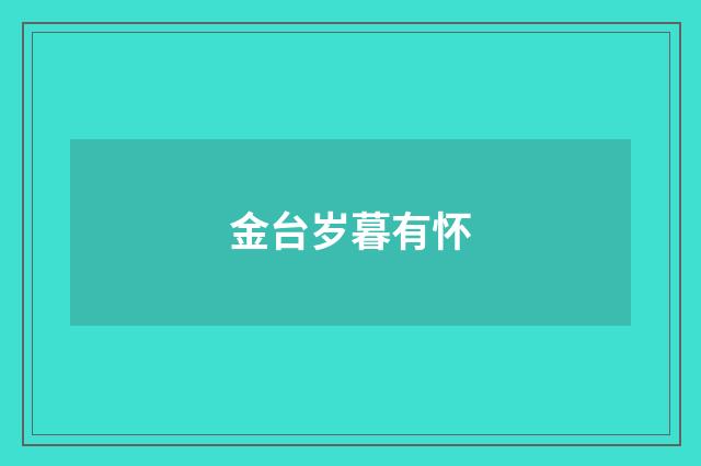 金台岁暮有怀