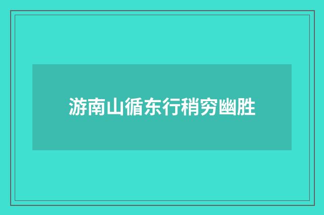 游南山循东行稍穷幽胜
