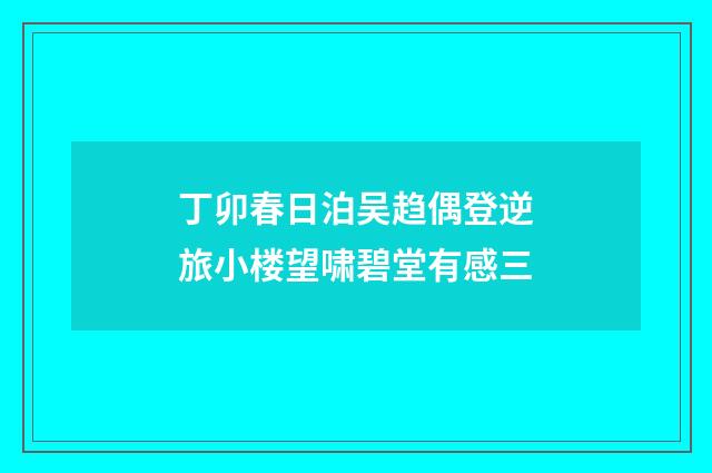 丁卯春日泊吴趋偶登逆旅小楼望啸碧堂有感三