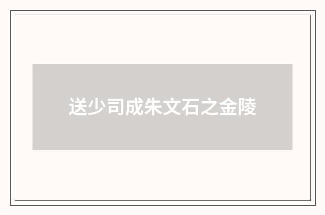 送少司成朱文石之金陵