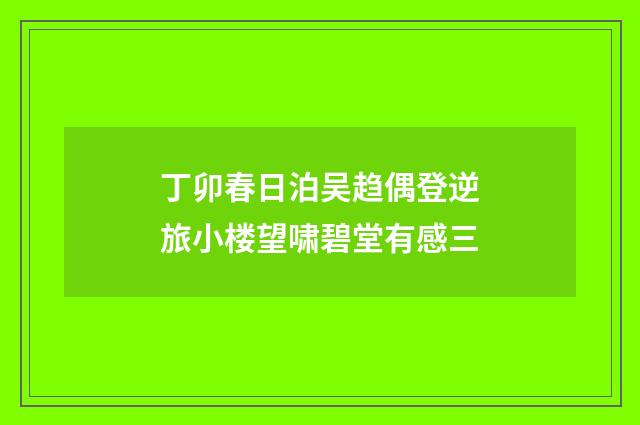 丁卯春日泊吴趋偶登逆旅小楼望啸碧堂有感三