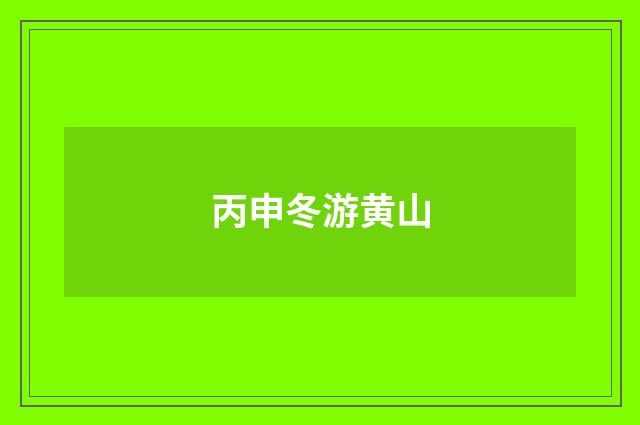丙申冬游黄山